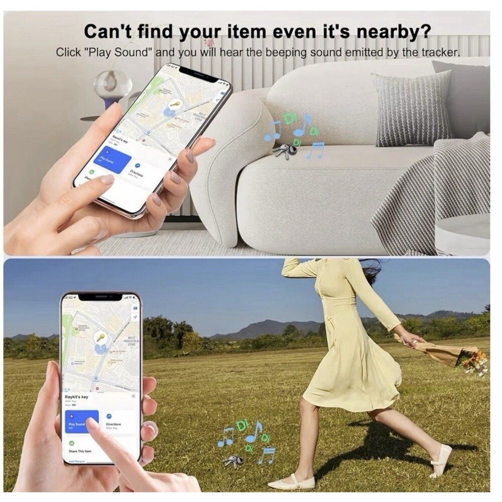 Tracker Tags-4 Pack Work with Apple Find My (iOS Only) Plus 4 Keychains - Picture 3 of 11